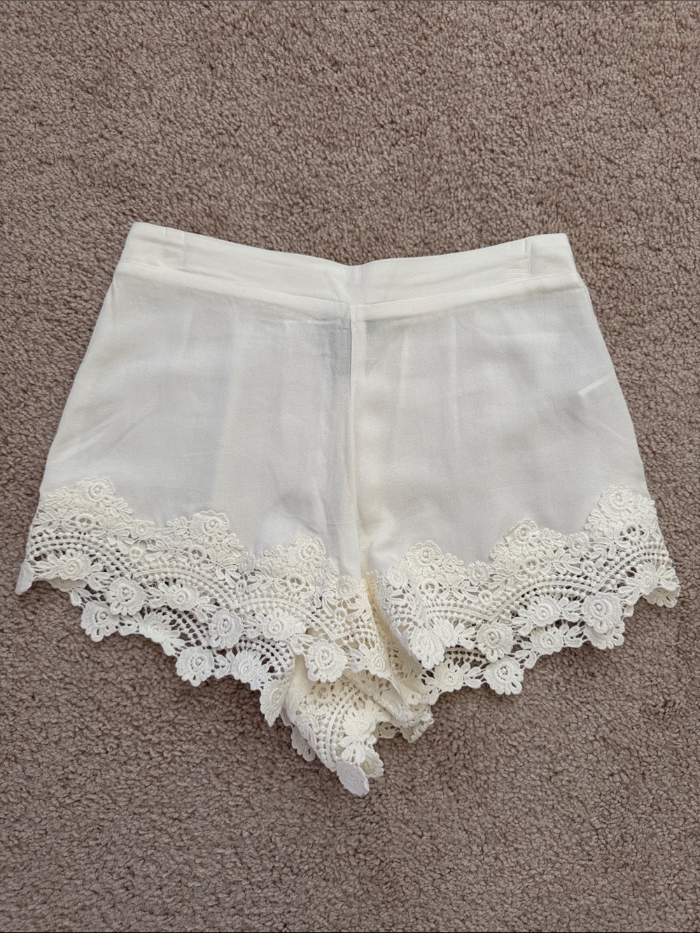 Forever 21 Ivory Lace-Hem High Waist Shorts